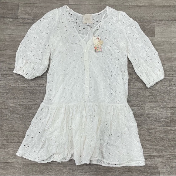 NWT JOHNNY WAS Maurice Eyelet Flounce Dress - Picture 3 of 9